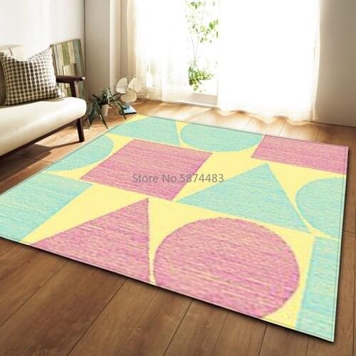 3D Geometric Pattern Carpet Living Room Kids Room Carpets Home Bedroom Decoration Hallway Floor Children Rugs Bedside Mat