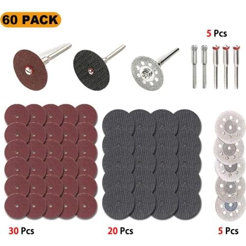60pc diamond cutting discs sanding grinding wheel circular saw blade woodworking metal dremel mini drill rotary tool accessories