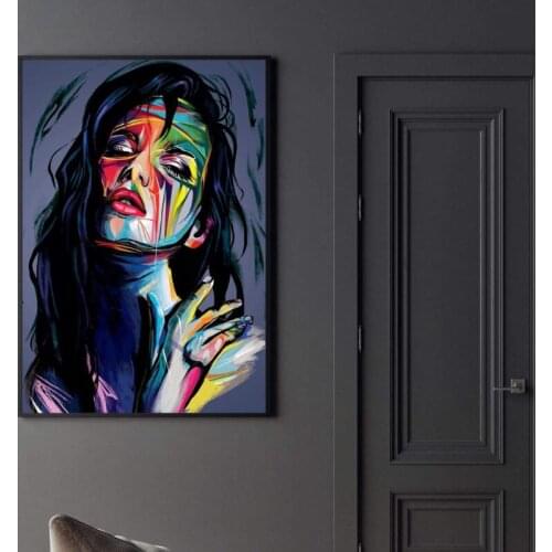 Modern Style Abstract Colorful Women Canvas Painting Wall Art Nordic Posters and Prints Wall Pictures for Living Room Decoration