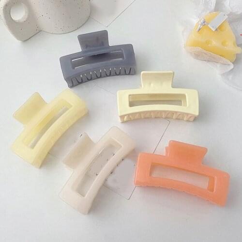 Acrylic Rectangle Hair Claws Solid Color Hair Grab Clips Women Korean Hair Accessories for Girls Buckle Bath Ponytail Holder