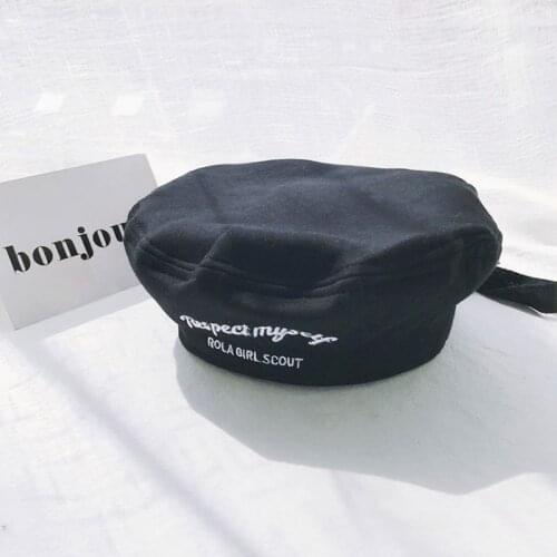 Elegant Female Beret Hat Casual Streetwear 90s Girls Beret Cap Female French Beret Cap Women Embroidery letters Painter hats