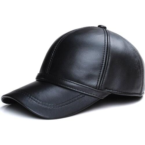 Black Mens Baseball Caps Sheepskin Sheepskin Outdoor Leisure Warm Ear Protection Hat Adjustable Cap