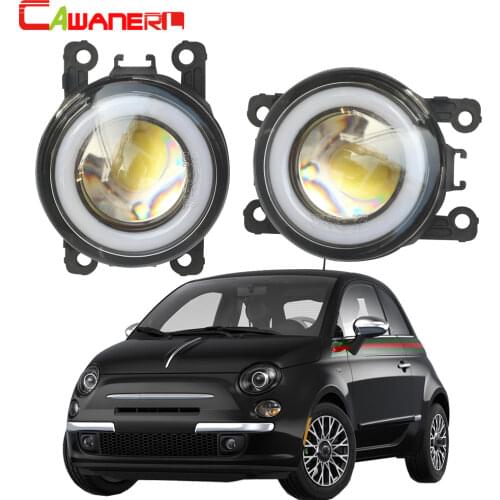 Cawanerl For Fiat 500 L4 1.4L 2012 2013 2014 2015 Car 3000LM LED Fog Light Angel Eye DRL Daytime Running Lamp H11 30W 12V