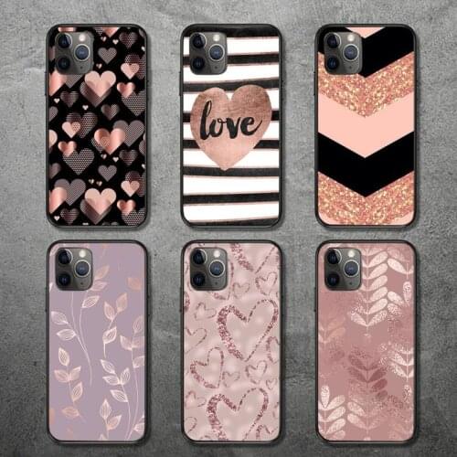 Gold Rose Love heart Phone Case for iPhone 12 11 mini pro XS MAX 8 7 6 6S Plus X 5S SE 2020 XR