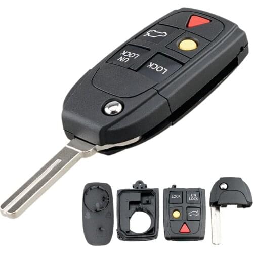 5 Buttons Car Key Fob Case Shell Replacement Flip Folding Remote Cover Fit for VOLVO S60/S80/V70/XC70/XC90
