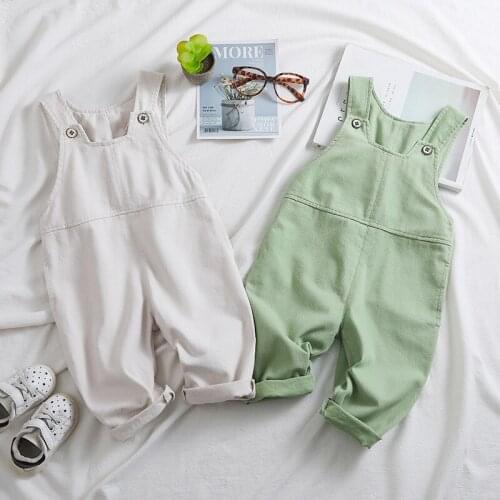 Children Jumpsuits 1 2 3 4 Y Toddler Baby Casual Cotton Overalls Korean Loose Solid Suspender Trousers For Boys Girls Kids Pants
