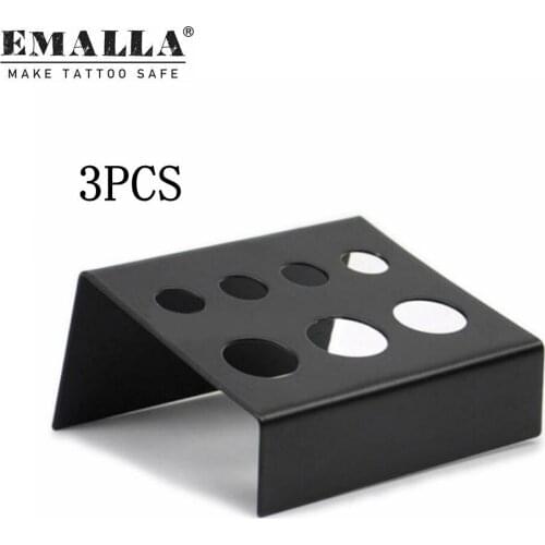 3PCS 7 Holes Black Stainless Steel Tattoo Ink Cup Holder Pigment Cup Bracket Makeup Accessories Tattoo Supplies Free Shipping