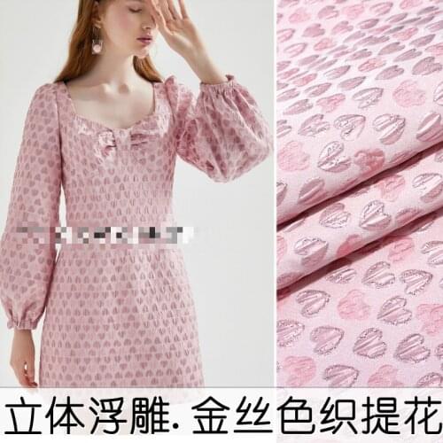 European and American three-dimensional gold silk love embossed yarn-dyed jacquard fashion fabric dress jacket brocade