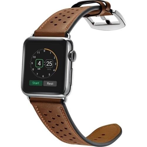 Leather Strap Band for apple watch Series 3 2 wriststrap With black adapter for iWatch 42mm 38mm 44mm 40mm watchband bands