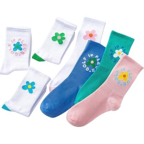Colorful Fashion Flower print novelty cotton socks Women funny socks Cute socks couples happy socks