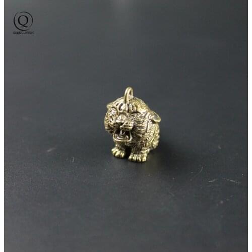 Metal Brass Tiger Key Chains DIY Hangings Jewelry Accessories Vintage Cute Animal Figurines Car Keyrings Pendants Children Gifts