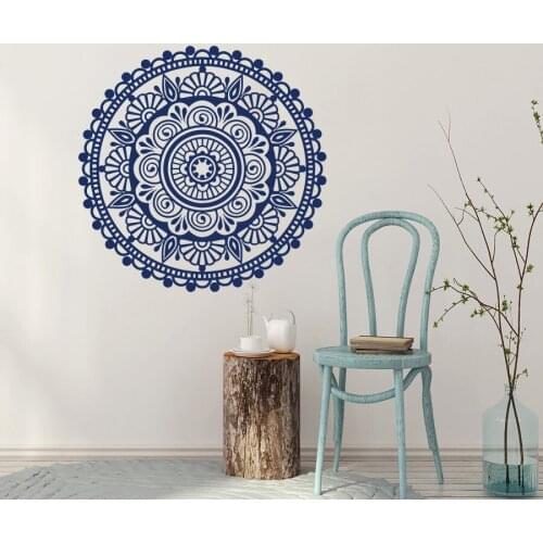 Chinese Style Mandala Flower Wall Decal Blue And white Porcelain Art Mural Stickers Vinyl Home Decoration Accessories DIY SYY359