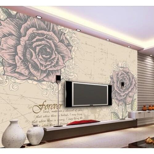 Custom Any Size 3D wall papers home decor Abstract hand drawn european nostalgic rose Living Room Bedroom Wallpaper Fresco