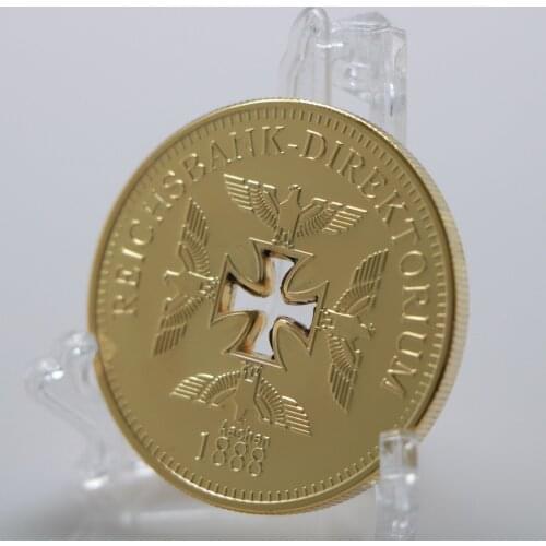 Germany 1888 Hollow Medal Gold Plated Coin Commemorative Coin Europe German World Coin Crafts Collection Home Decoration