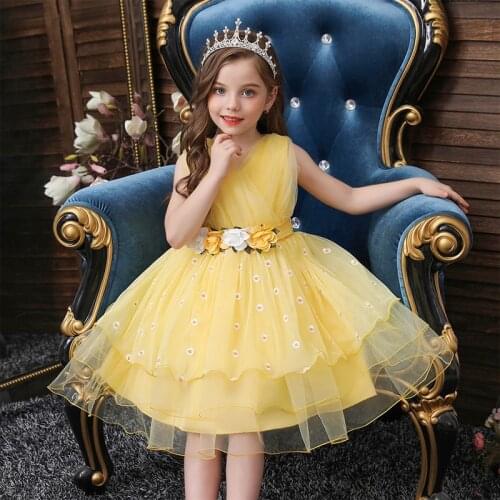 2020 New Baby Girls Dress Corset Children Princess Wedding Birthday Party Vestidos Girls Dresses Flower Petals Tollder Tutu 5-10