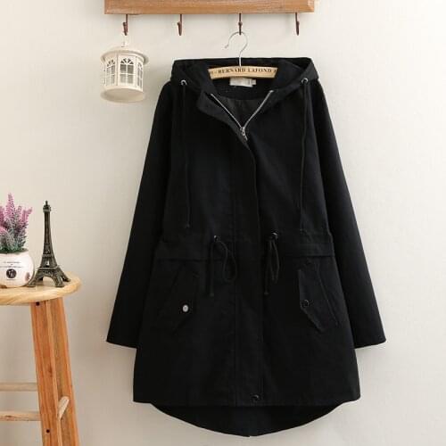 2021 New Female Windbreaker Coats High Quality plus Size Long Hooded Outerwear Loose winter Trench Coat Women casual warm Tops