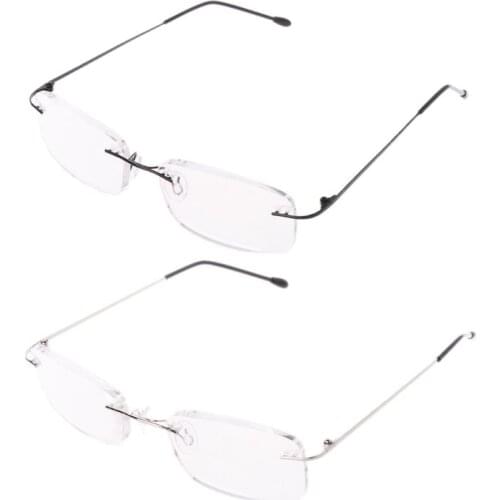 Mens Titanium Alloy No Rim Reading Glasses Frameless Folding Eyeglasses Presbyopia Eyewear + 1.0 + 1.5 + 2.0 + 2.5 + 3.0 + 3.5