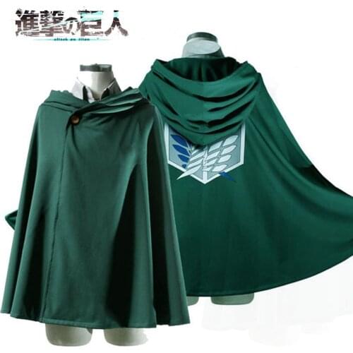 Anime Attack on Titan Scout Regiment Cloak Shingeki no Kyojin Levi Erwin Smith Eren Jaeger Mikasa Ackerman Cosplay Green Cape