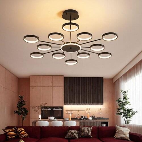 Modern Black Gold Multi-Head Branch Hanging LED Ceiling Chandelier for Bedroom Living Dining Study Room Loft Home Indoor Decor