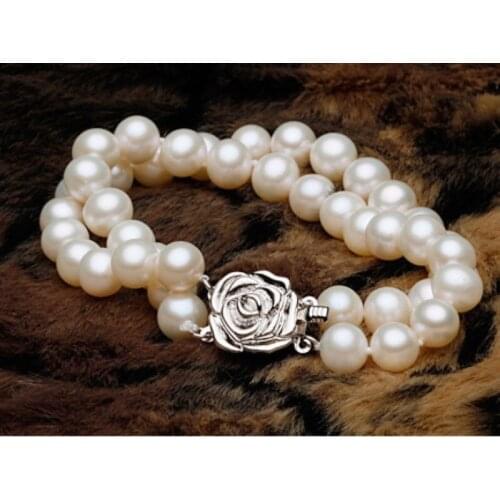 Selling >HOT 9-10 MM REAL AKOYA WHITE PEARL BRACELET 8 INCH >ePacket free shipping