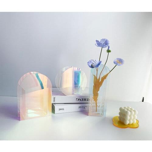 Rainbow Color Acrylic Vases Floral Container Decorative Shop Design Wedding Party Home Office Decoration ваза для цветов