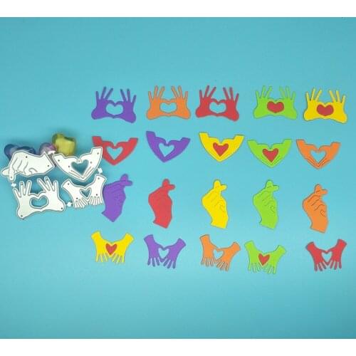 4 types of metal cutting die with heart gesture for DIY scrapbooking, card making, photo album decoration, embossing crafts