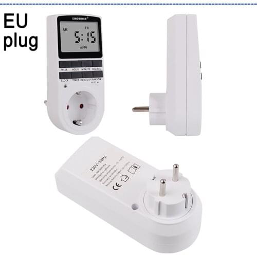 EU Type Electrical 7 Days Weekly Programmable Wall Plug-in Digital Plug Time Switch Timer Socket Outlet Power 220V AC