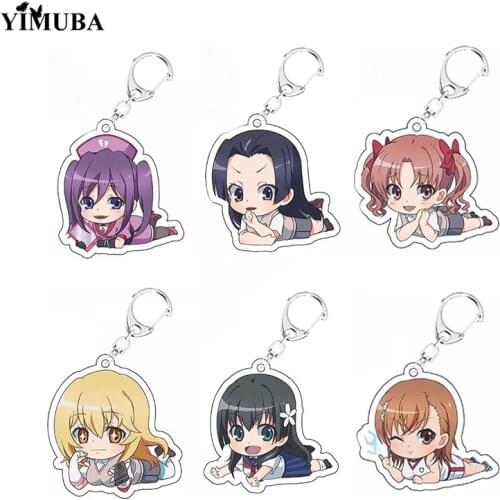Toaru Kagaku no Railgun Keychain A Certain Scientific Railgun S Mikoto Shirai Kuroko Character Acrylic Key Chain Kawaii Jewelry