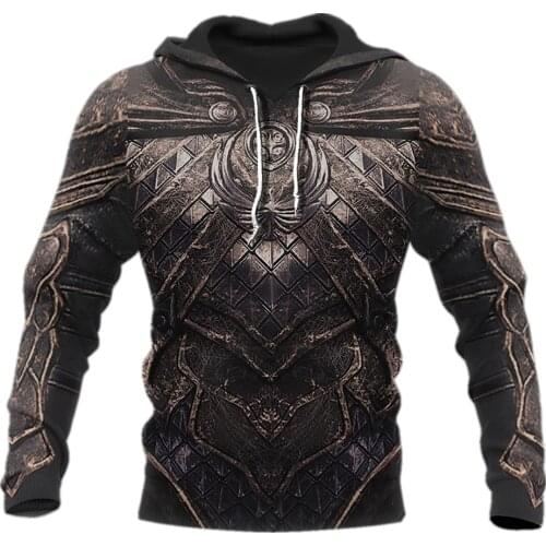 Viking Tattoo Armor 3D Full Printed Men Hoodie Autumn and Winter Fashion Sweatshirt Casual Zipper Hoodie DY57