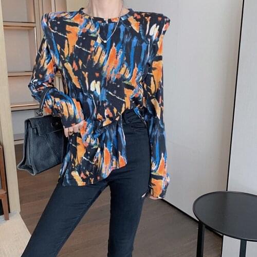 Autumn New Long Sleeve O-Neck Woman T Shirts Fashion Streetwear Loose Split Tops Gradient Tees YOU1166