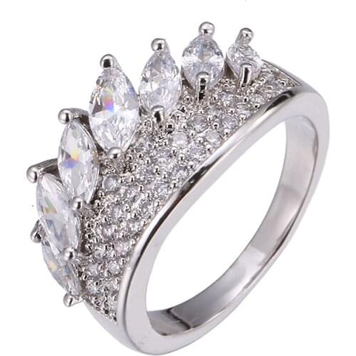 Women Rings Single Row Horseeye Zircon Full Micro Inlaid Zircon Silver Plated Rings Fashion Glamour Banquet Engagement Rings