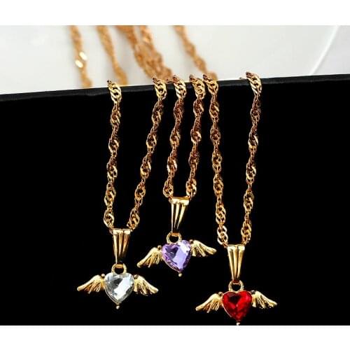 Flatfoosie Trendy Multicolor Shiny Heart Crystal Pendant Necklace for Women Charm Clavicle Chain Necklace Jewelry Party Gift