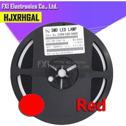 1Reel 3000pcs red 1206 SMD LED diodes light Hot sale