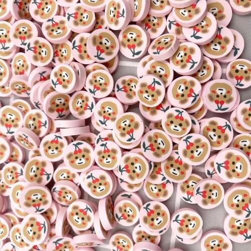 100g Cartoon Bear Slices Polymer Hot Clay Sprinkles for Phone Nails Art Decoration Crafts DIY Making Slime Filling Accessories