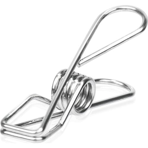 100pcs Multipurpose Hang Pins Washing S/L Stainless Steel Line Holders Clothes Sealing Wire Clips Clamps Pins Pegs Household