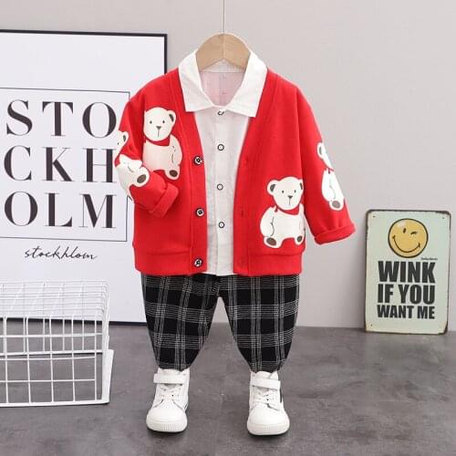 2021 Spring Baby Boy Clothes Toddler Kids Clothes For Boys For Newborn Coat+ Long Sleeve Shirt+Pants 3pcs Children Sets 1-5 Age