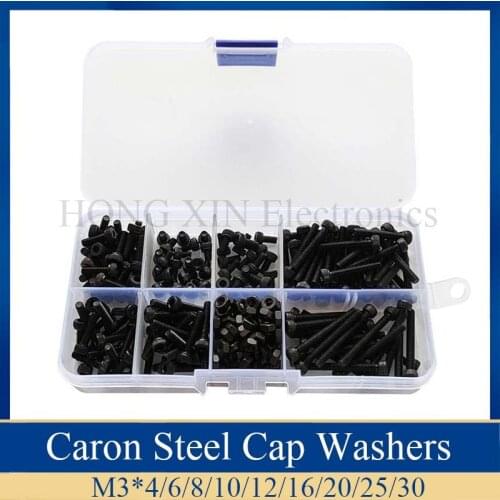 280pcs/box M3 Screw kits Hex socket head cap screw Black steel Hexagon Cylinder Bolt Kits