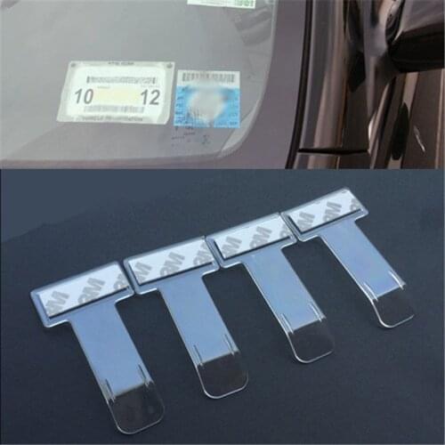 4pcs Car Styling Parking Ticket Clip Auto Fastener Card Bill Permit Holder Organizer Windshield Stickers Windscreen Fastener