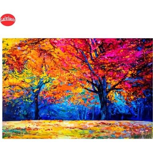 Diamond painting Abstract art, painted tree landscape diamond embroidery full square/round drill puzzles gifts for the new year
