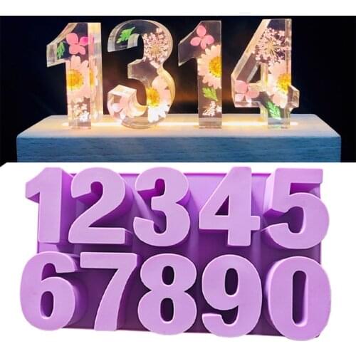 Arabic Numerals Epoxy Resin Mold DIY Crafts Decoration Jewelry Casting Tool Digital Number Pendants Silicone Mould