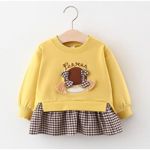 Childrens clothing girls skirts spring and autumn baby children girls long sleeve cartoon sweater skirt goods
