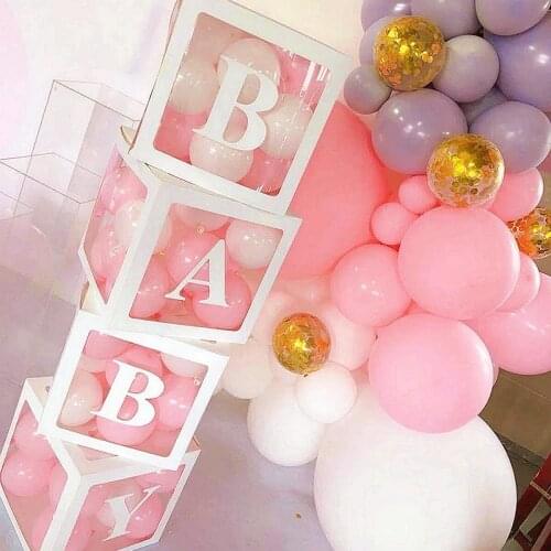 Baby Shower Decoration Boy Girl Transparent Balloon Box Frist 1st Birthday Wedding Party Docoration Kids Balloon Gifts Supplies