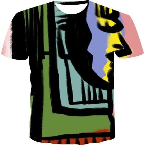 Oil Painting Graphic T Shirts Tee Men Clothing Camisetas Tops Ropa Hombre Summer Streetwear Camisa Masculina Verano Roupas