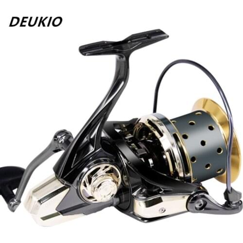 DEUKIO Saltwater Fishing Reel 12+1BB Surfcasting Max Drag 25KG Spining Reel Full Metal Body Carp Feeder Reel Spool Fishing Coils