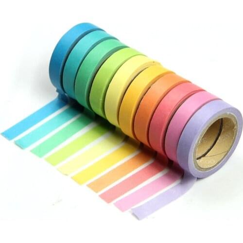 DIY Tape Washi Rainbow Candy Color Sticky Paper Masking Adhesive Tape Scrapbooking &Phone DIY Decoration 10xRoll