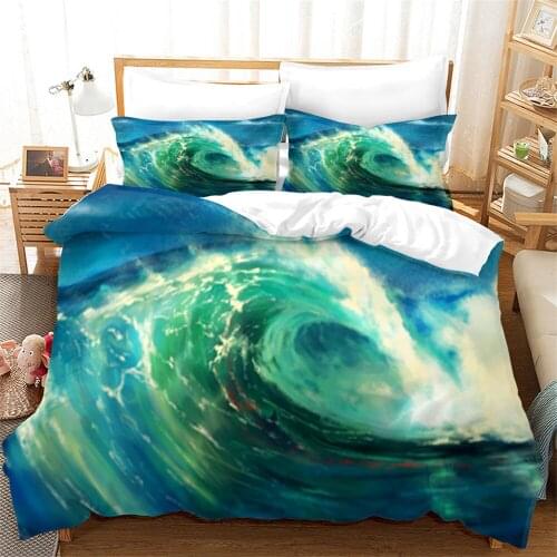 3D Ocean Wave Bedding Set Abstract Art Duvet Cover Set With Pillowcase Psychedelic Quilt Cover For Bedroom Bedclothes
