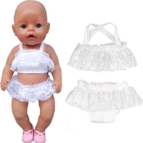 43cm New Born Baby Doll White Lace Bikini for 18 Inch Swimming Clothes