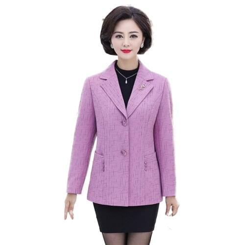 Mothers Jacket 2021 Spring And Autumn New Middle-Aged Womens Thin Western-Style Small Suit Plus Size 5XL Ladies Outwear A68