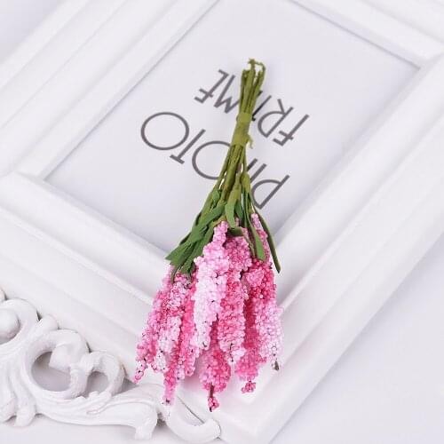 20pcs /lot Mini PE Lavender Artificial Flowers Wedding Home Decoration DIY Bride Wreath Bouquet Gift Scrapbooking Fake Flowers