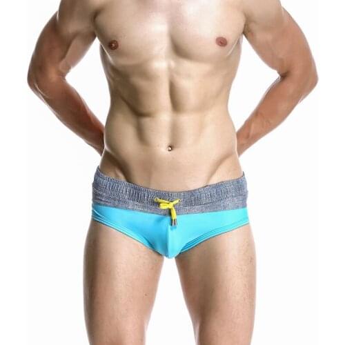 Mens Bikini Swimwear Sexy Gay Nylon Swimsuit Mens Patchwork Swim Shorts Man Swimming Briefs Male Slip Swim Wear Sunga Bath Suit